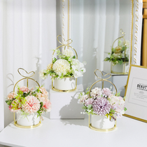 Nordic fake flower set home living room coffee table light luxury golden portable decorative floral bouquet table ornaments