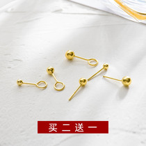 s925 sterling silver gold ball stud earrings female mini raising ear stick temperament Korean simple personality student earrings earrings