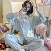 Spring and autumn cotton month clothes Maternity pajamas July 8 postpartum summer thin feeding clothes set Maternity nursing clothes