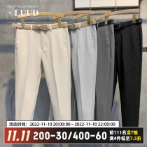 LUUD Men's Non-hot Leisure Little West Pants Korean Version Pure Color Bacon Leisure Pants Tide 99 Pants Men