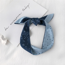 Small silk scarf Joker handle bag belt small scarf geometric floral ribbon bow hair belt hundred long scarf women