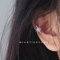 Cotton sliver insects European and American ins color-preserving silver plated 925 zircon micro-inlaid six-Mang star ear clip earrings without earrings