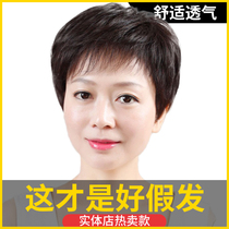 Full Head Cover Wig Women's Short Real Hair Real Hair Mid-aged Elderly Mother Natural Thin White Hair Cover