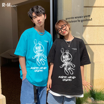 Radiohead couple T-shirt pure cotton summer new loose fashion popular black short sleeves T tide brand top cool