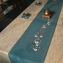 Tea flag Zen Chinese style cotton and linen Japanese tea towel Chinese vintage tablecloth Tea mat Coaster embroidery plum blossom classical