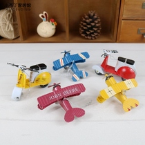 Wrought iron small plane creative home decoration ornaments Motorcycle Wrought iron craft shooting props Aircraft model can be hung