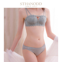 Bigano underwear womens small chest gathered thin summer ice silk incognito lace bra No rim bra set for women