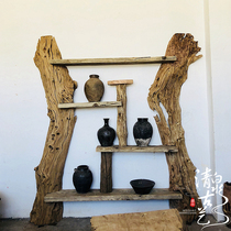 Qingquan ancient art indoor tea shelf Chinese solid wood Bo ancient shelf living room partition Dobao Pavilion display cabinet