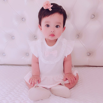 Baby shirt Summer 3-6 months new baby clothes girl climbing clothes 0-1 year old 2 triangle ha clothes baby Princess