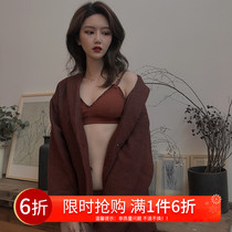 11 French underwear female thread cotton no steel ring small chest triangle cup without buckle bralette solid color bra