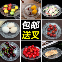 Fruit plate living room creative home high-grade glass round multifunctional simple large small plate snack plate ktv