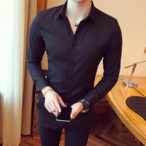  Small size mens short long-sleeved shirt Mens S size XS size solid color formal shirt Business work