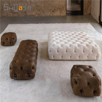Eurostyle American pull-buckle sofa Stool Fabric square swapped feet Bench Clothing Shop for shoes Bench Cloakroom Square Bench