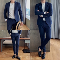 men's small suit 2020 korean style slim business formal suit trendy handsome groom wedding suit men xz