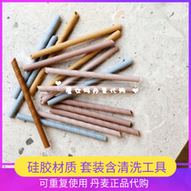 Spot Danish Liewood baby children learning to drink water candy color threaded silicone straw set mixed