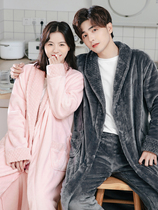 Pajamas Lovers Autumn Winter Coral Suede Female Flannel Suede Sleeping Gown Garnter Thickened Warm Long Style Home Suit Suit
