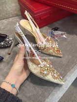 RC rhinestone lace high heels pointed toe stiletto sandals single shoes wedding shoes bridesmaid brides in heels banquet womens shoes