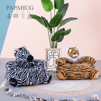 PAPAHUG|Childrens baby reading corner for boys and girls Plush cushion gift Tiger zebra Lazy hair