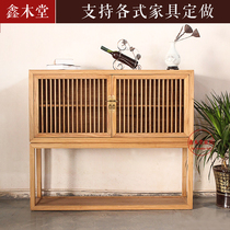 New Chinese style elm sideboard porch cabinet foyer decoration cabinet locker log tea cabinet wine cabinet
