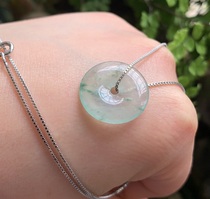 Yang Yujia Myanmar Natural A Cargo Emerald Ice Floating Flower Ping Button 925 Silver Chain Clavicle Pendant Certificate