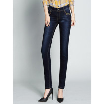 Super thin tight pants dark blue jeans small straight autumn winter womens pants thin small long pants