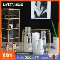 State life Phnom Penh glass brass gold storage basket Light luxury cosmetics earrings ring dustproof storage box