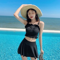 Swimsuit Woman Skirt Style Flat Angle Split Two Sets Conservative Display Slim Student Fairy Fan Korea Ins Spa Swimsuit