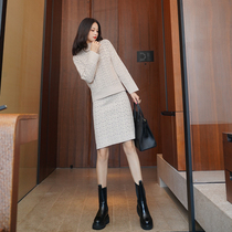 2021 new womens early autumn fashion Net red temperament goddess harbor style retro chic two-piece dress