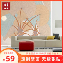 Uya wallpaper INS Wind banana leaf personality Fashion restaurant window sofa TV background wall custom mural