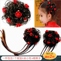 Childrens wig Ancient style Baby princess styling curly hair headdress ball hair ring Girl performance wig hairpin