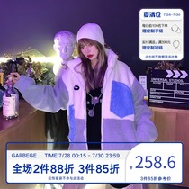 Garbage original design National tide contrast stitching lambskin jacket couple loose sweater jacket men