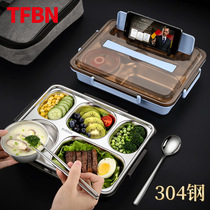 304 stainless steel division insulation lunch box for the class square lunch box students lunch box microwave box
