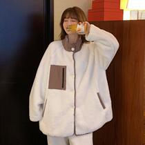 Autumn and winter 2020 new Korean version cute plush suede long sleeves long pants pyjamas sleeping pants two sets of home suits suit women