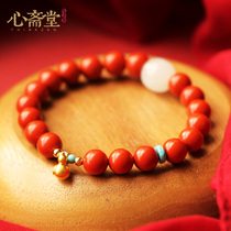 Xin Zhaitang (Zen cloud) natural high content cinnabar bracelet gold gourd jewelry bracelet and Hetian jade Buddha beads female
