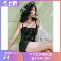 New triangle skirt split swimsuit female sexy temperament small chest gather pleated skirt Korean ins swimsuit