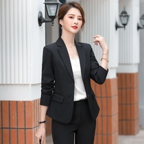 Black Suit Suit Woman Spring Autumn High-end Temperament Goddess Van Sales House Long Sleeve Positive Dress Professional Clothes Work Clothes Autumn