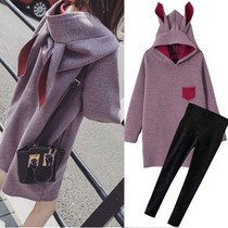 Pregnant women autumn and winter clothing set fashion 2020 new fashion mom hooded sweater top belly pants two-piece set autumn and winter