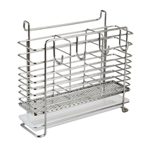 304 stainless steel chopsticks tube kitchen nail-free cage tableware cage storage rack with water tray adhesive hook bowl rack accessories
