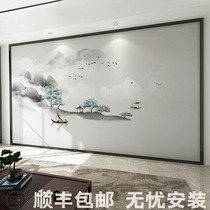 New Chinese abstract landscape background wallpaper bedroom bedside background wallpaper living room TV background wallpaper mural