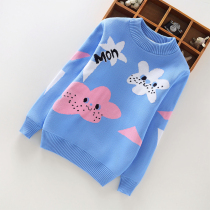 Autumn Winter Children Girl Girl Baby Sweater Blouse Jacket Head Gush Knit Cartoon Round Collar Thickened