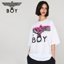 boylondon short sleeve female 2020 summer color graffiti eagle couple T-shirt White B201NC406101