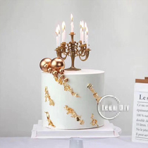 Bake cake decoration European style retro luxury antique copper gold and silver birthday candle holder romantic creative Candlestick dress up