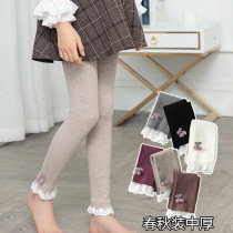 Spring and autumn warm medium thick girls lace tights wear pants outside childrens leggings nine points baby leggings students