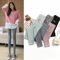 Put the pants in the spring and autumn high waist tight weight fall and winter fat mm gray black nine minutes to wear autumn pants