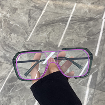 Irregular large frame integrated box anti-blue light glasses female round face individuality fashion net red ins vegan glasses