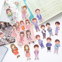 Four Seasons Wear A Cute Boy Girl Sticker Paper Bag Growth Manual Handbill Stickler Decorative and Painted Decorative material