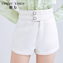 (Mall same section) Sugar spring Summer New white Cowboy shorts woman High waist display slim width legs A word hot pants