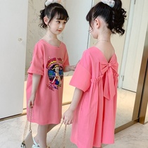 Girls  dresses summer 2021 new Western style girls short-sleeved long T-shirt skirt Korean summer childrens skirt