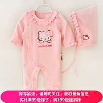 Spring and autumn baby cotton jumpsuit baby long sleeve full moon suit 100-day clothes newborn ha clothes climbing clothes