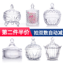 European glass candy jar Transparent storage jar with lid Fruit bowl Sugar jar Seasoning jar Ashtray Jewelry box 